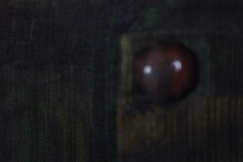 Raincoat, brand new, unused, Nishijin woven silk crepe, black, green, brown stripes.