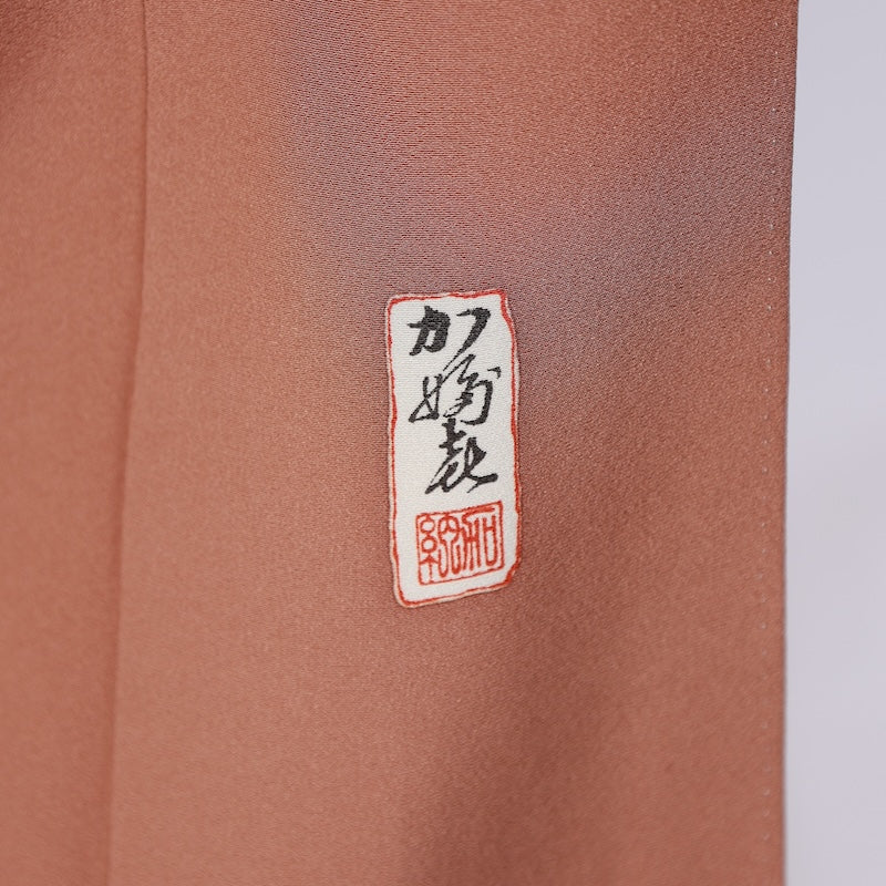 Japanese kimono used <Irotomesode> M-size  silk 100% /B716