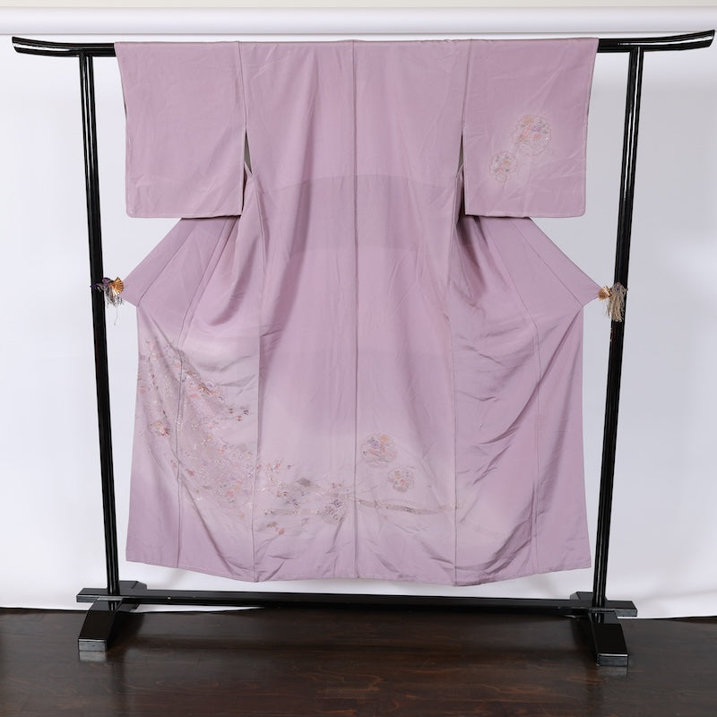 Japanese kimono used <Tsumugi> M-size  silk 100% /B714