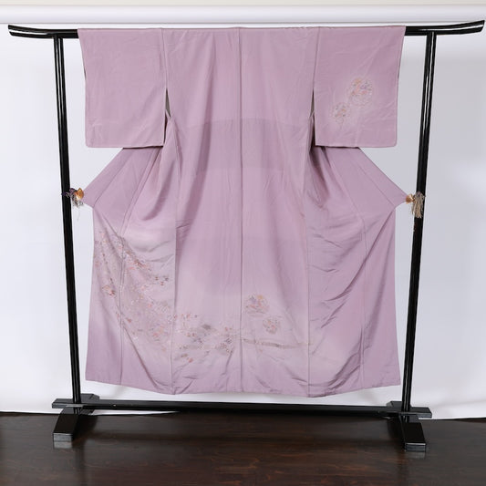 Japanese kimono used <Tsumugi> M-size  silk 100% /B714
