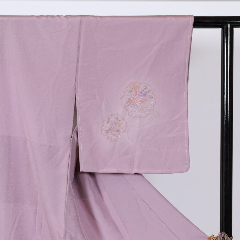 Japanese kimono used <Tsumugi> M-size  silk 100% /B714
