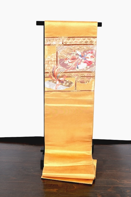 Japanease kimono sash belt used(fukuroobi)silk100%/K35