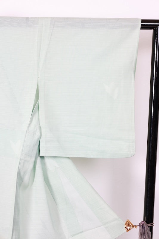 Summer Komon used ( kimono fabric), Peppermint, Monsha (sha-like fabric), Floral pattern, B1548