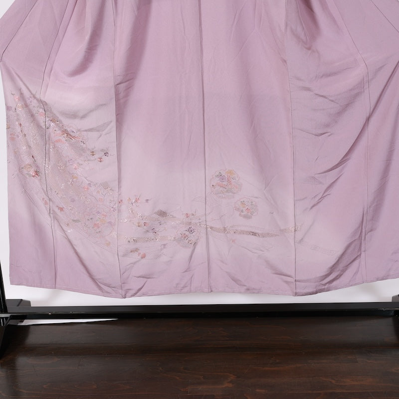 Japanese kimono used <Tsumugi> M-size  silk 100% /B714
