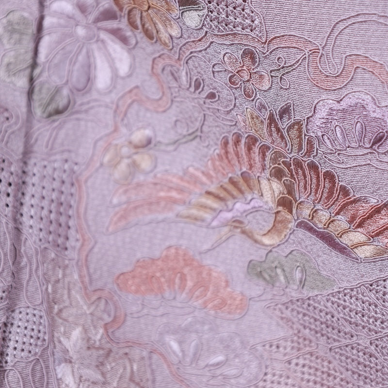 Japanese kimono used <Tsumugi> M-size  silk 100% /B714