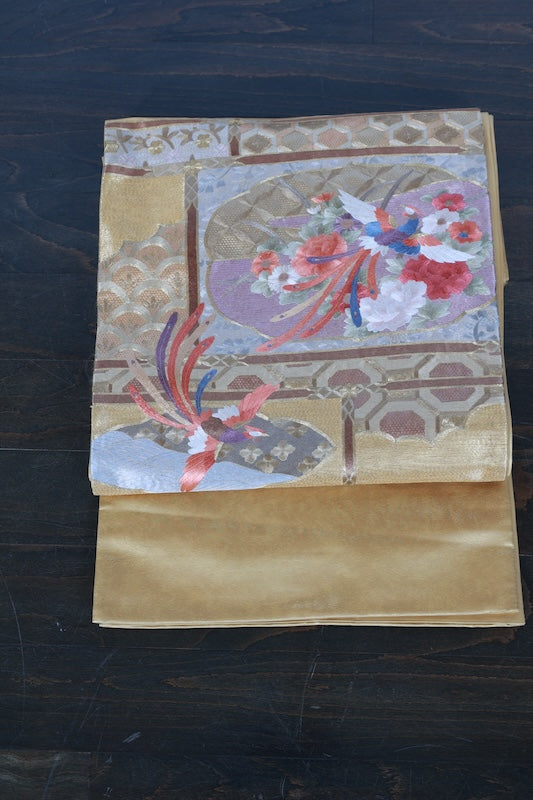 Japanease kimono sash belt used(fukuroobi)silk100%/K35