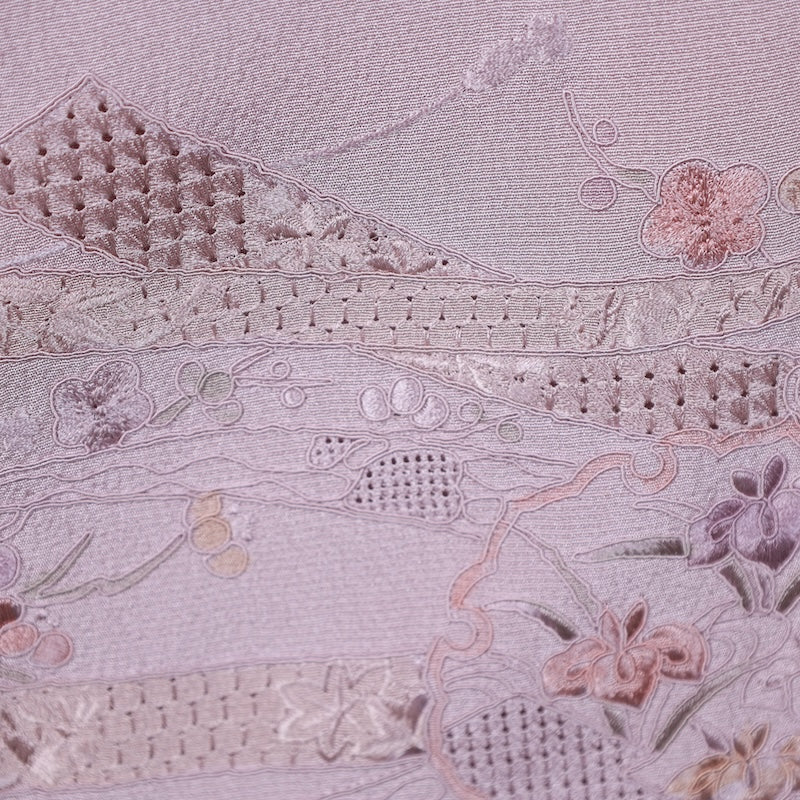 Japanese kimono used <Tsumugi> M-size  silk 100% /B714
