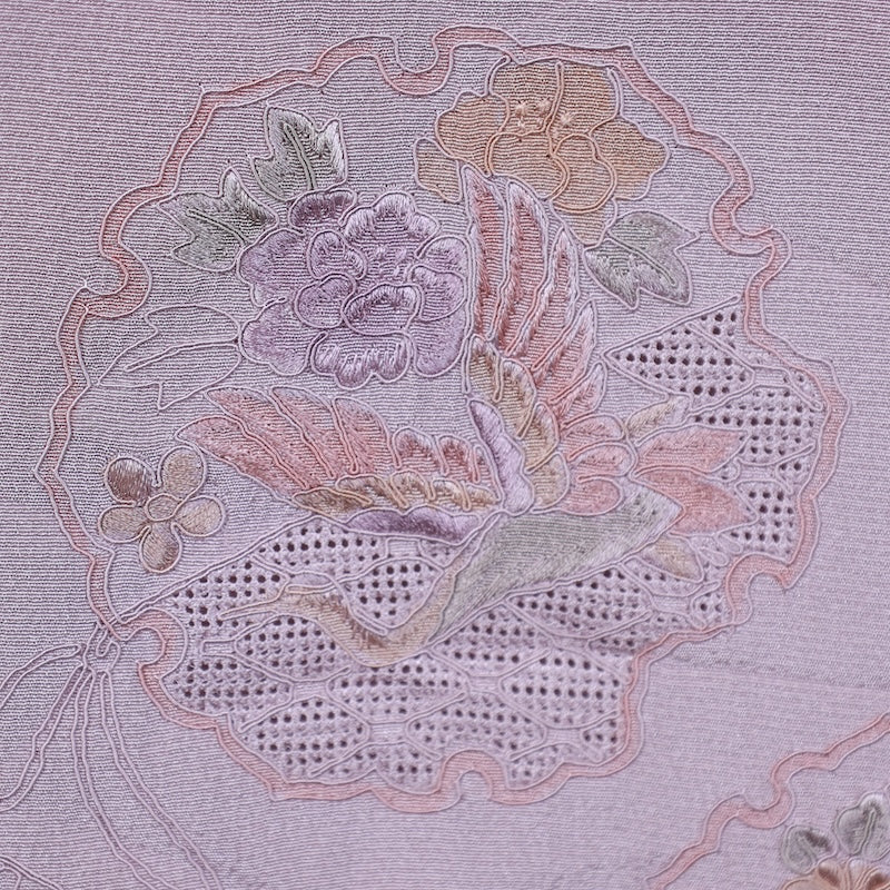 Japanese kimono used <Tsumugi> M-size  silk 100% /B714