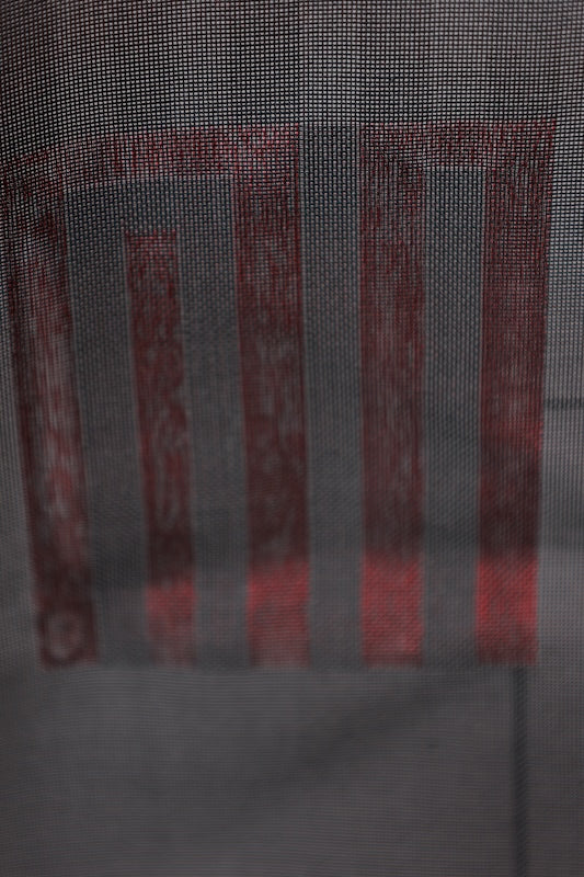 Summer kimono used, Nishijin weave, patterned gauze, black and red, Genji incense pattern, B1552