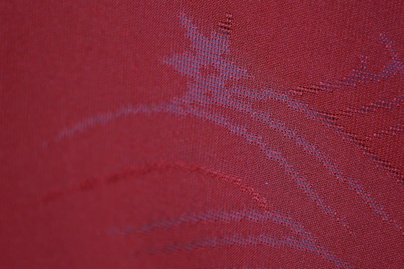 Summer Komon used (kimono), Monsha (shawl fabric), Red, Waves, Maple Leaves, B1553