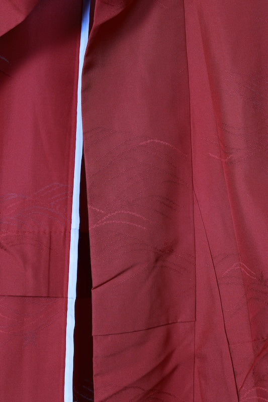 Summer Komon used (kimono), Monsha (shawl fabric), Red, Waves, Maple Leaves, B1553