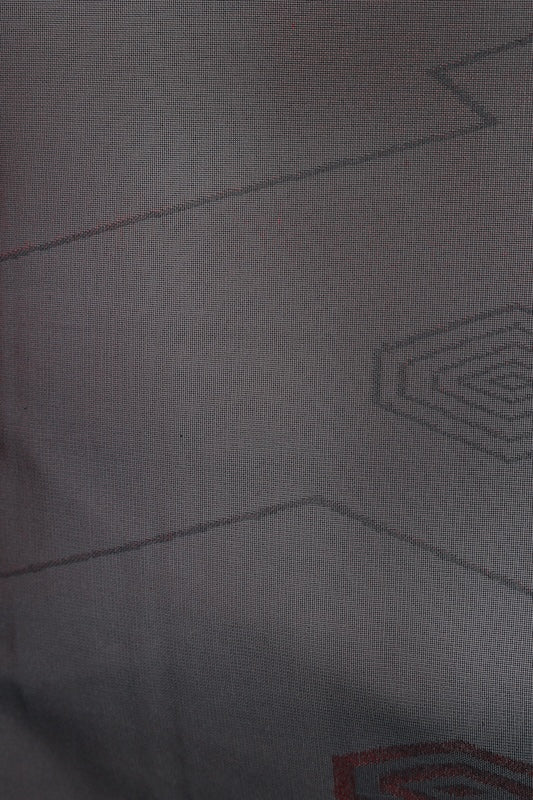 Komon used (kimono), Nishijin weave, patterned gauze, black and red, hexagonal diamond pattern, B1550
