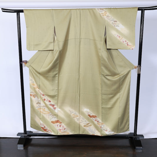 Japanese kimono used <houmongi> M-size  silk 100% /B735