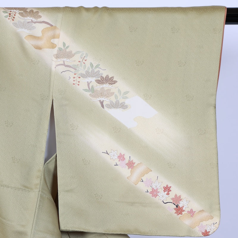 Japanese kimono used <houmongi> M-size  silk 100% /B735