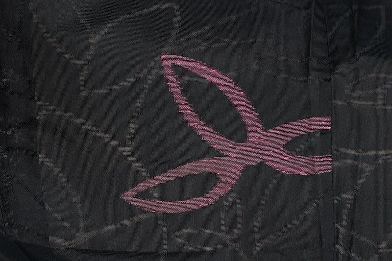 Summer kimono used, Nishijin weave, figured gauze, black and grape color, abstract pattern, B1546