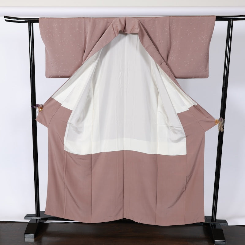 Japanese kimono used <iromuzi> L-size  silk 100% /B734