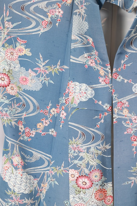 Japan kimono used(komon)size M silk100%/K52