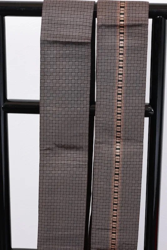 Men's Kaku-obi sash belt brown black pre-owned /Z15