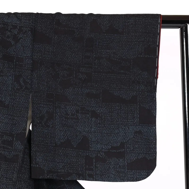 Japanese kimono used <Tsumugi> Msize  silk 100% /K404