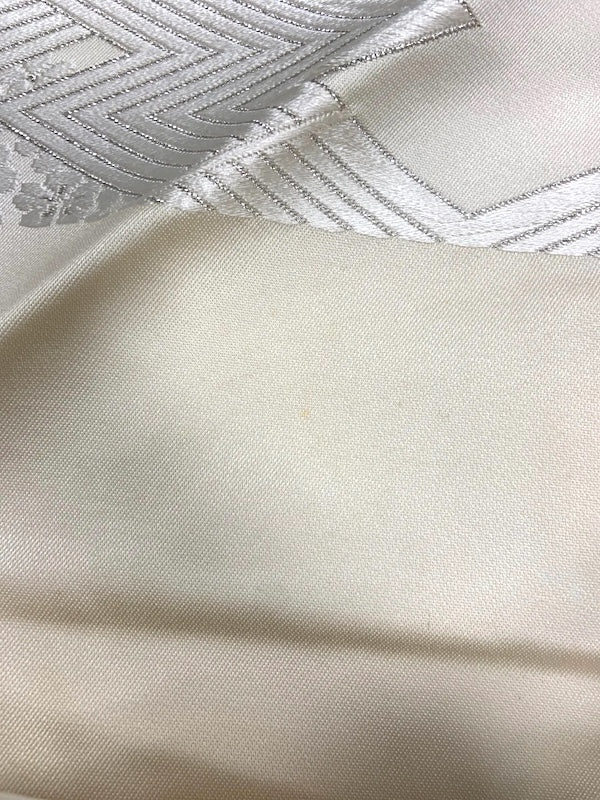 Nagoya-obi sash belt white silver pre-owned /AZ92