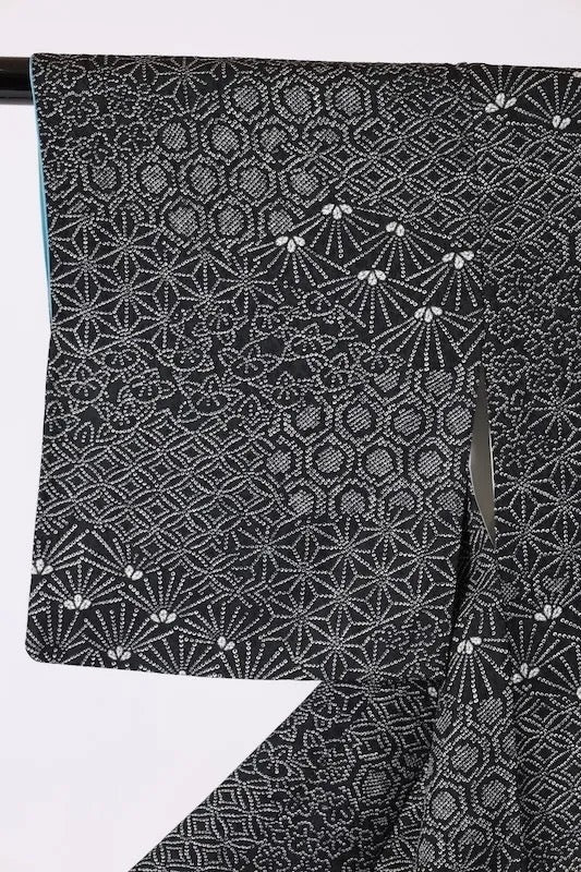 Japanese kimono used <komon> L size  silk 100% /K281