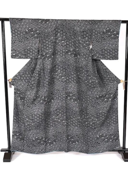 Japanese kimono used <komon> L size  silk 100% /K281