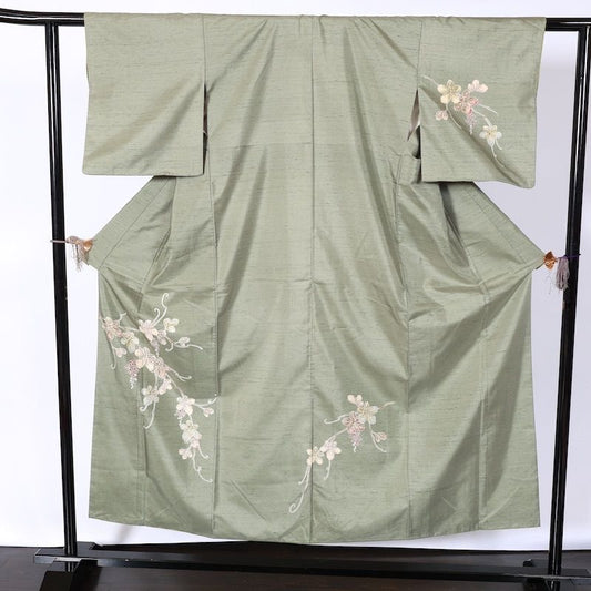 Japanese kimono used <Tsukesage Tsumugi> Msize  silk 100% /k89