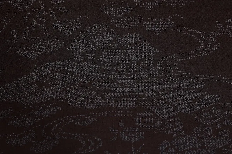 Vintage TextileArt　Ishige Yuki Tsumugi Silk Fabric, Indigo Shades, Original Landscape, Hundred Tortoiseshell Pattern, L142