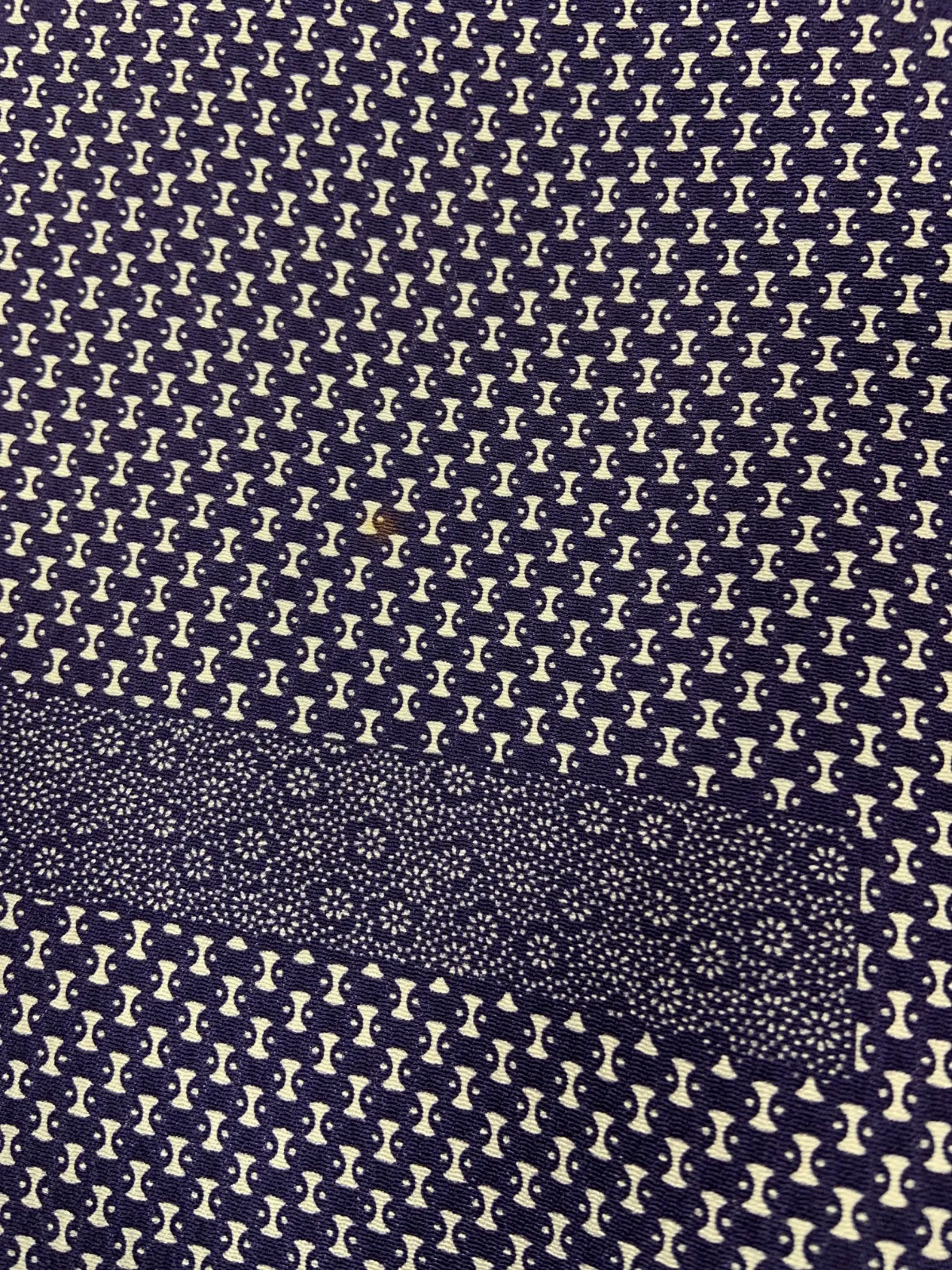 Edo Komon (traditional Japanese patterned used kimono fabric), brand new, unused, purple and white, floral pattern, horizontal stripes, B1377