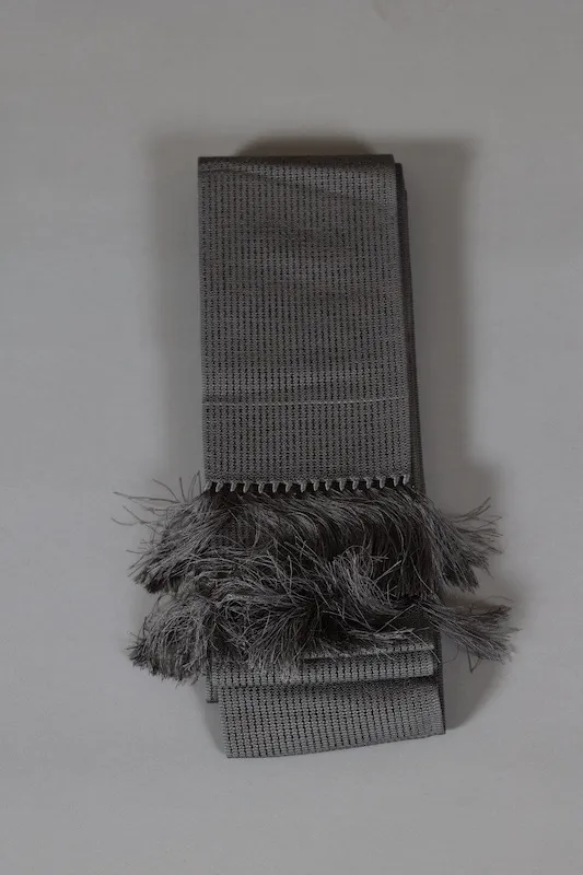 Men's Yukata Obi used (Sash) - Monsha Fabric, Seaweed Brown, L129