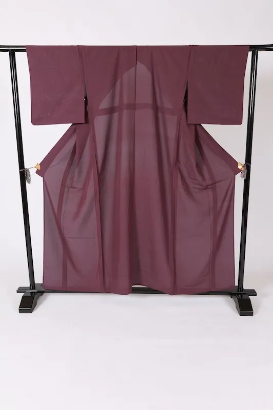Summer-colored plain kimono used, ro-style, purple, L60