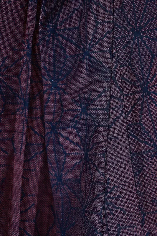 Tsumugi Silk(Japan Pre-loved kimono)  Rust-Red & Black – Hand-Woven – A087