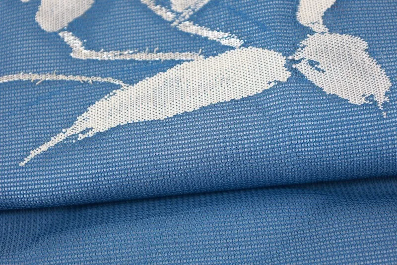 Summer Nagoya obi used (sash), sheer fabric, blue, gray, silver, coral, floral pattern, L19