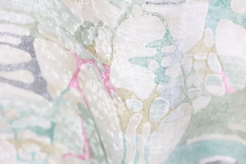 Komon (Japan used kimono fabric) - Off-white, gray, blue, green, wine - Geometric pattern - Batik dyeing - R165