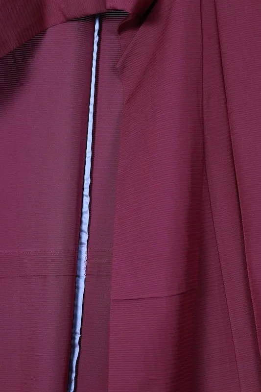 Summer used kimono, ro (gauze weave), wine color, single crest ivy, R12