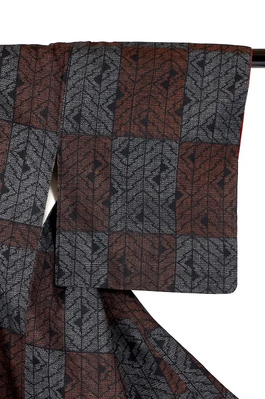 Japan Pre-loved Kimono– Indigo, Brown, White –  K306