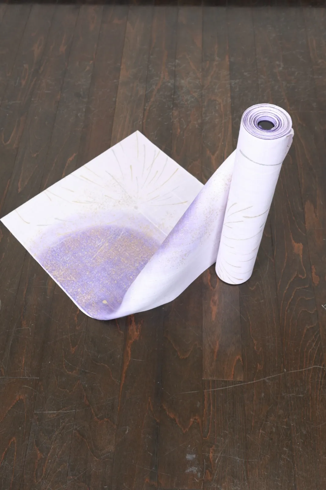 Brand New Yukata Fabric Bolt – Kondaya Genbei – White, Gold, Silver, Purple  – SS04