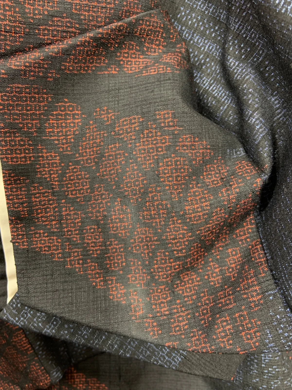 Japan used kimono– Black, Indigo, and Ebicha (Reddish-Brown) – 80-Kikko (Hexagonal) K305