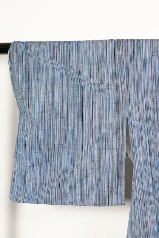 Tsumugi – Brand new and unused – Shades of indigo, black, and gray – Variant stripe pattern – Hand-woven – R151