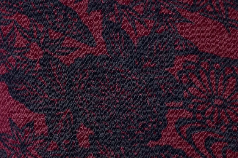 Edo Komon (traditional Japanese kimono fabric), brand new, unused, wine and black, stencil dyed Yuzen, B1416
