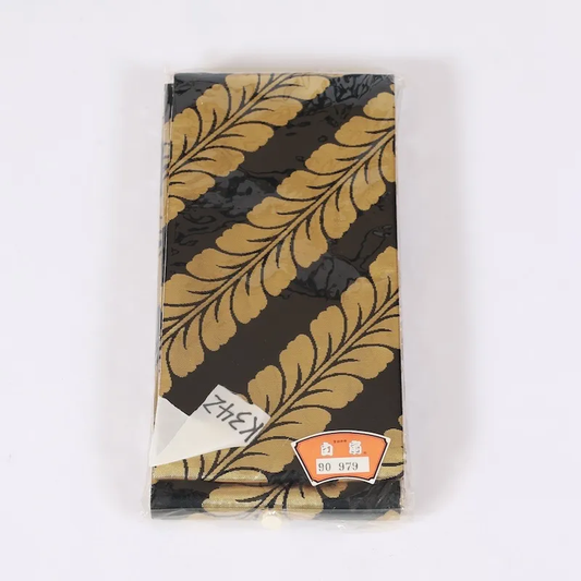 Reversible Han-haba Obi ( New Sash) – Black, Gold, White, and Wisteria – K342