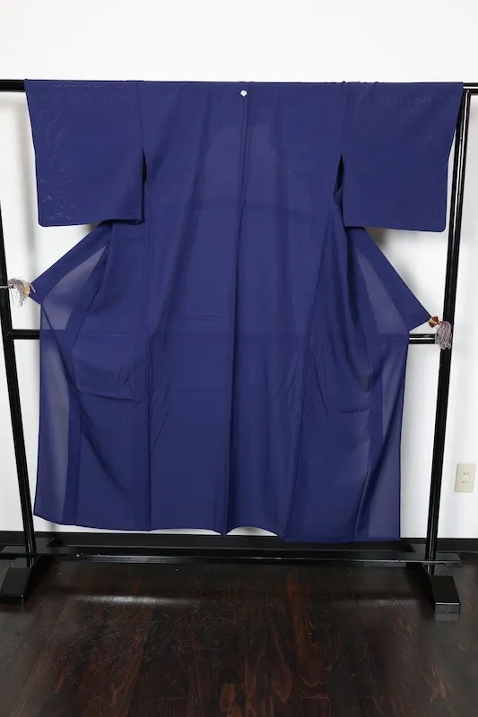 Summer used kimono, navy blue, single crest (Gosan no Kiri), R10