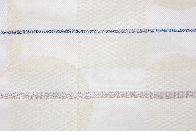 Fukuro Obi　used (sash), Kayou Textile, shades of gray, gold, silver, shades of yellow, checkered pattern, horizontal stripes, handwoven, L28