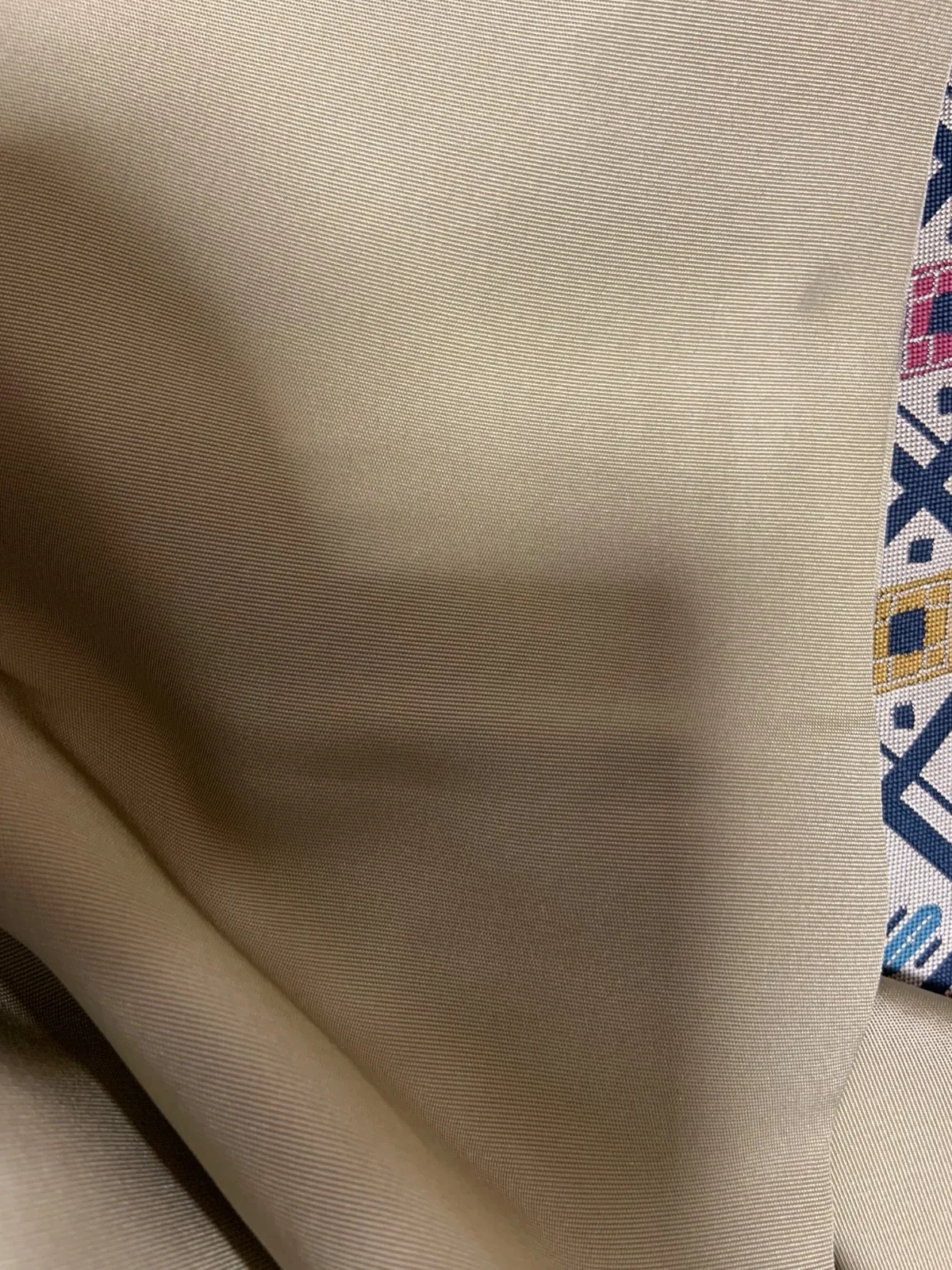 Nagoya Obi(used sash), Shioze silk, Rikyu-iro (tea-green/beige-green), beige, gray, *Tsuyushiba* (dew-kissed grass) pattern, hand-painted, R135.