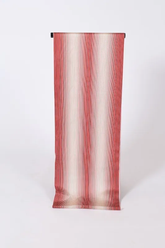Raincoat fabric , brand new, unstitched, red and white, irregular stripe pattern, J25