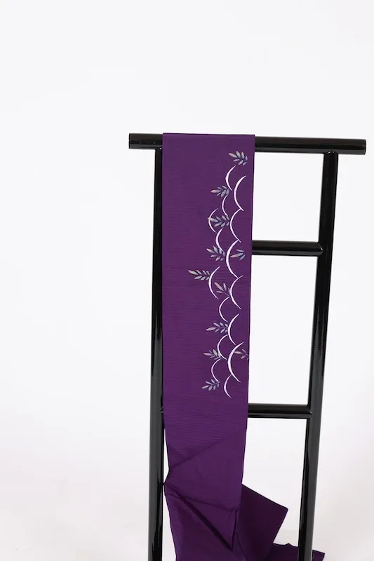 Summer Nagoya obi used(sash), ro-ha (leaf pattern), hand-painted, L14