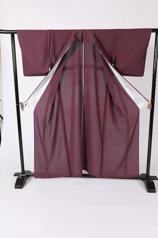 Summer-colored plain kimono used, ro-style, purple, L60