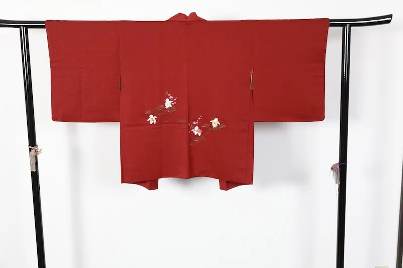 Japan used Haori Jacket – Dark Reddish-Brown, Gold, White, Green, Purple; Children Motif (T174)