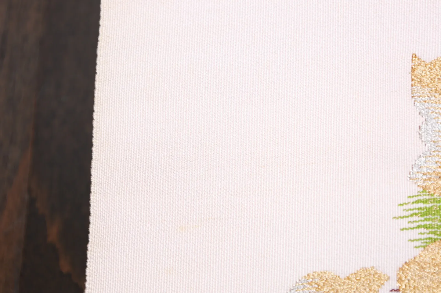 Fukuro Obi(used sash) — Hon-Tsuzure — Pale pink, gold, silver, purple, green, blue, white  R123