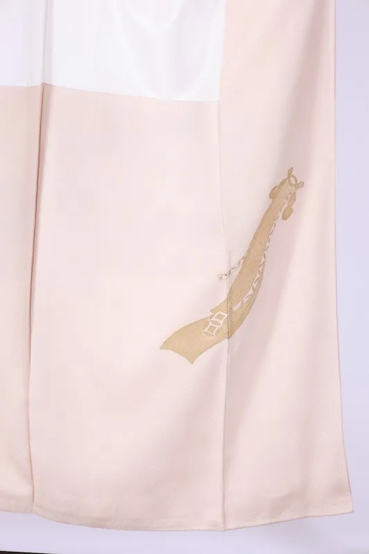 Japan used kimono – Beige, Cherry Blossom Pink, Gold, Purple, Black – Hand-Embroidered  – B1413